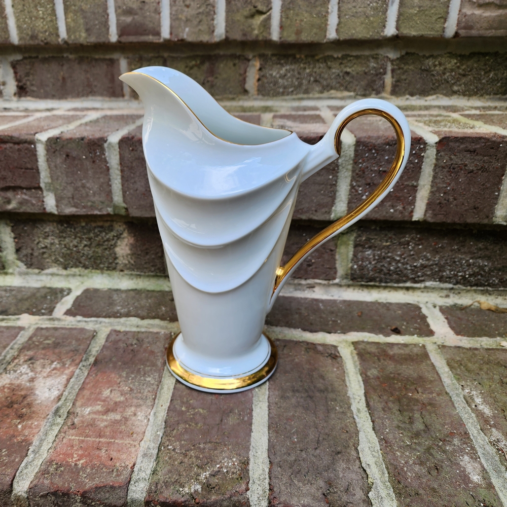 Richfield Tachikichi Adam Eve Pattern Japan Vtg Pitcher Porcelain Gold Art Deco